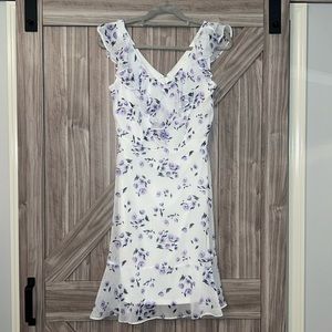 9. DKNY Floral Dress White and purple